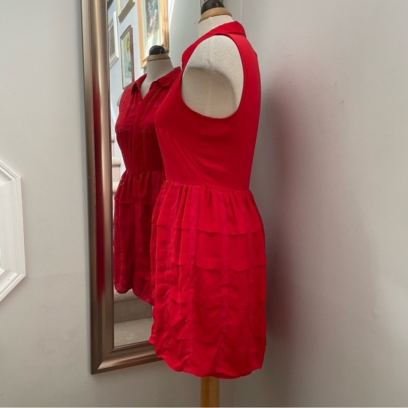 NWOT Sachin & Babi lined red chiffon button up mini dress size 4. - Picture 6 of 9